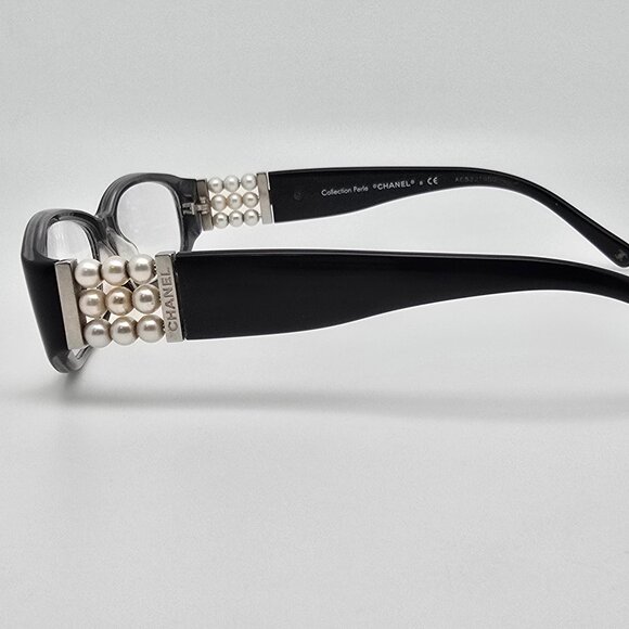 Chanel 3155-H c 1103 Collection Perle Black Eyeglasses Frame w/ Case Italy 53mm - Picture 4 of 16